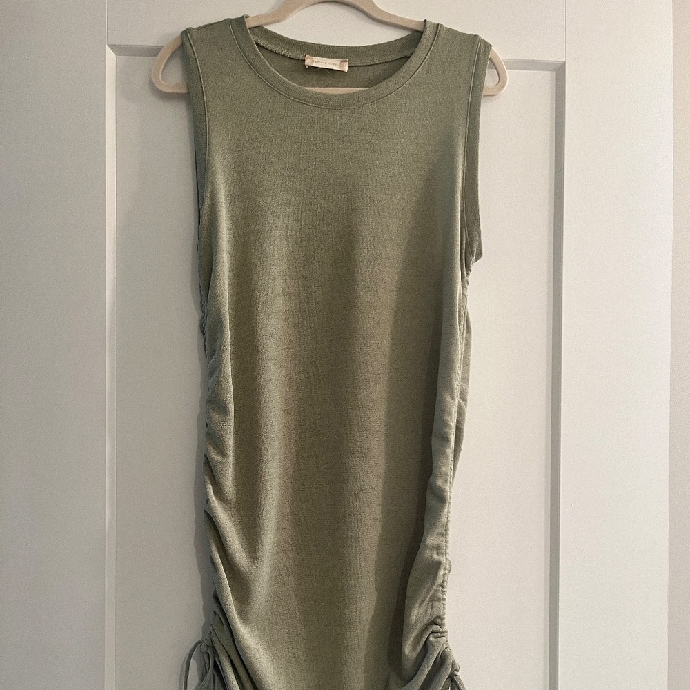Alter’d State Ruched Tie Sleeveless Dress Olive Green | Size L